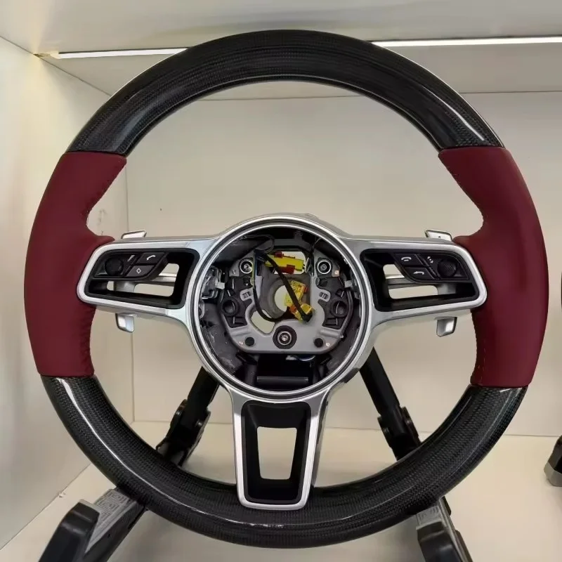 Customized Carbon Fiber Leather For Porsche CARRERA GT Macan Cayman Panamera 991 911718 Steering WheeI Car Interior Accessories