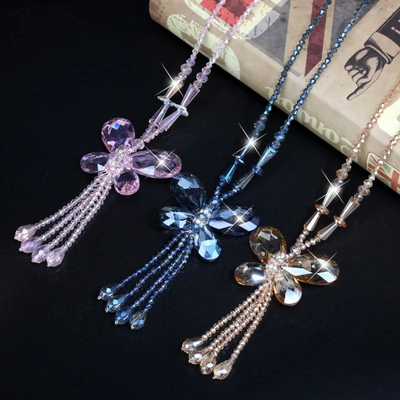 

Butterfly tassel long sweater necklace, a versatile and elegant classic for women in autumn and winter