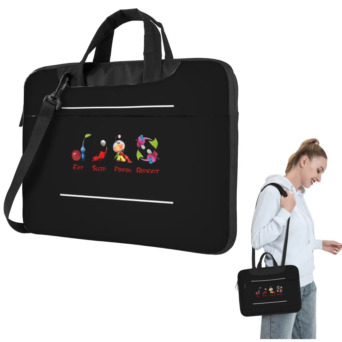 Pikmin Characters Crossbody Laptop Bag Case Computer Bag Resistant Protective Notebook Pouch for Macbook Pro