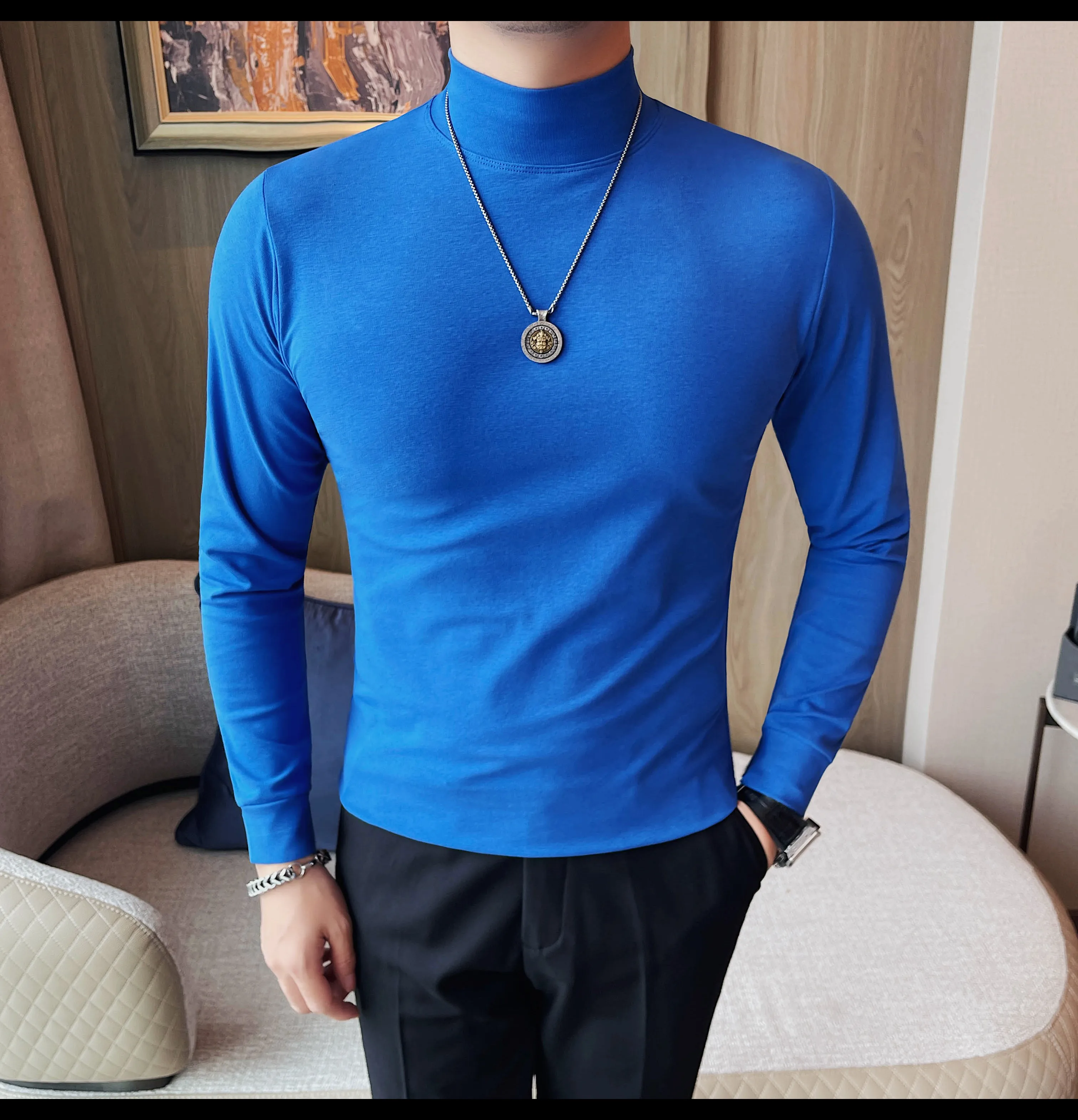 2026 Herren Thermounterwäsche Rollkragen-Hemd mit Revers, dünnes Modal-Herbst- und Winter-Langarm-Unterhemd, einlagiges Slim-Fit-Oberteil – Detail 25