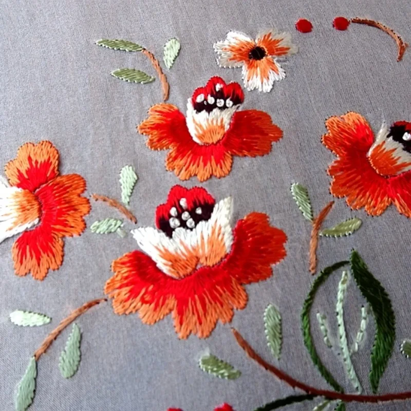 1개 실크 수공예 자수 아메리칸 레트로 플로럴 원형 매트 코스터 꽃병 매트 장식 커버 32CM 원형