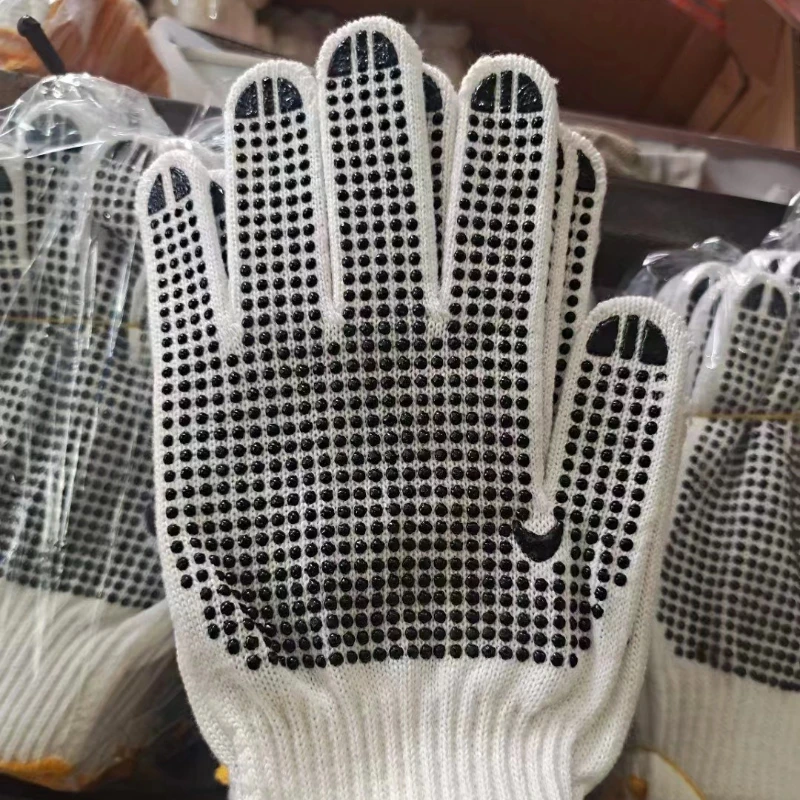 

10-Gaug Work Gloves for Men Bleached Cotton with PVC Dot Grip Non-Slip Industrial Safety Gloves for Construction Warehouse