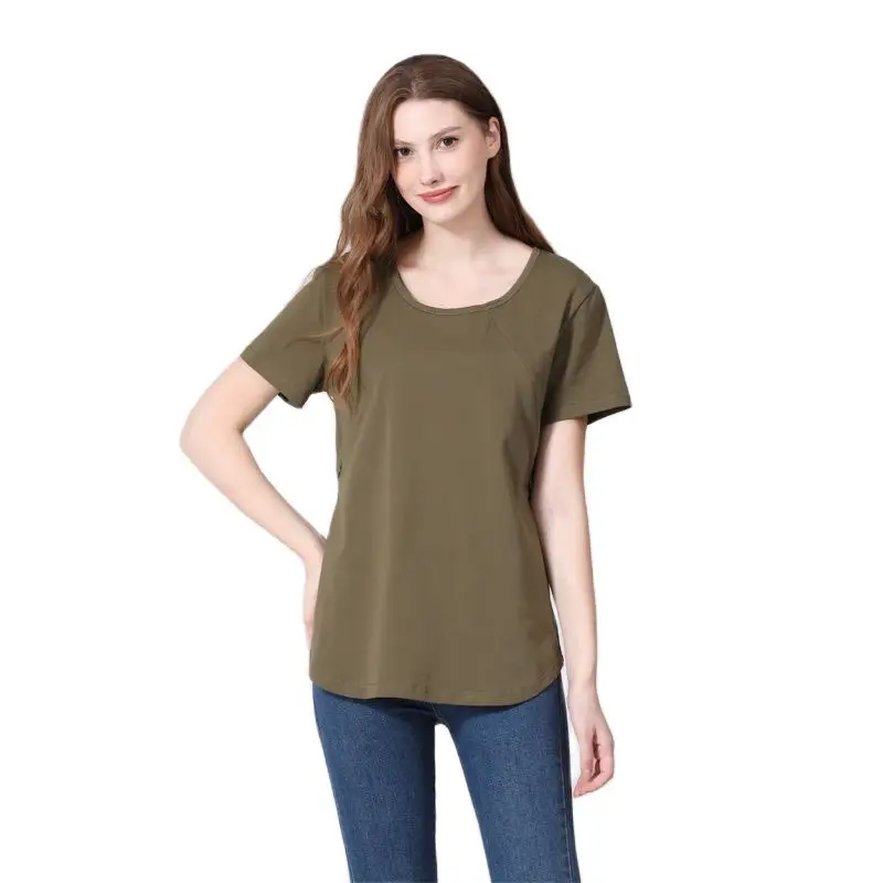 Summer Loose Big Size Maternity Top Short-Sleeved T-Shirt Breastfeeding Friendly Postpartum Nursing Wear for Pregnant Women