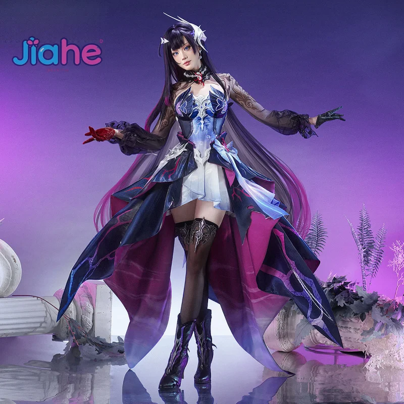 Hysilens Game Honkai：Star Rail Helektra Cosplay Costume Halloween Party Women's Sexy Dress Accessories Props Wig 2025 New Set