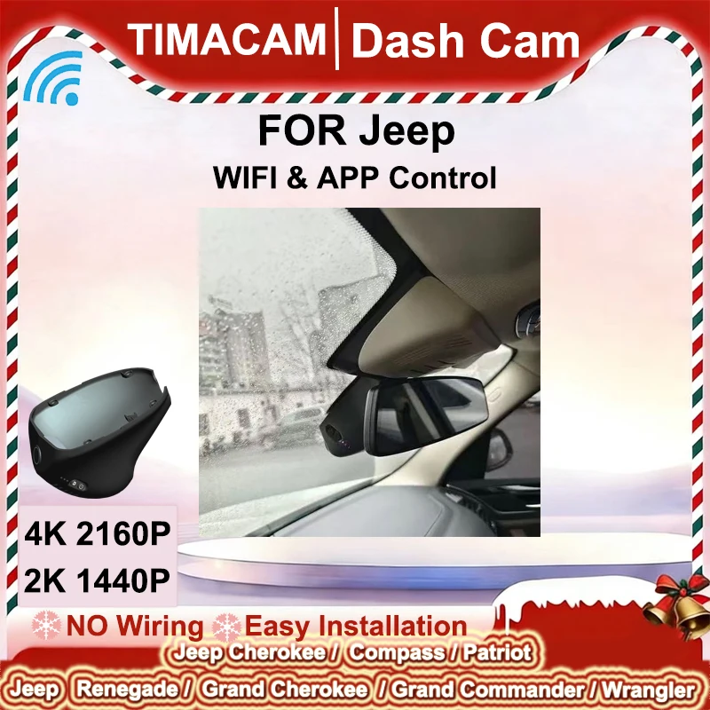 

TIMACAM 2K 4K 2160P Dash Cam Front Rear Camera DVR Wifi Plug and Play Video Recorder for Jeep cherokee 2018 2019 2020 2021