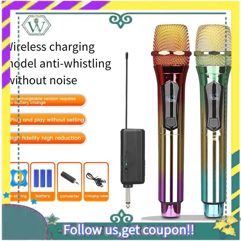 

NEW Wireless Microphone, Handheld Dynamic Microphone Wireless Mic System Set With Rechargeable Receiver C Easy Install Easy To U