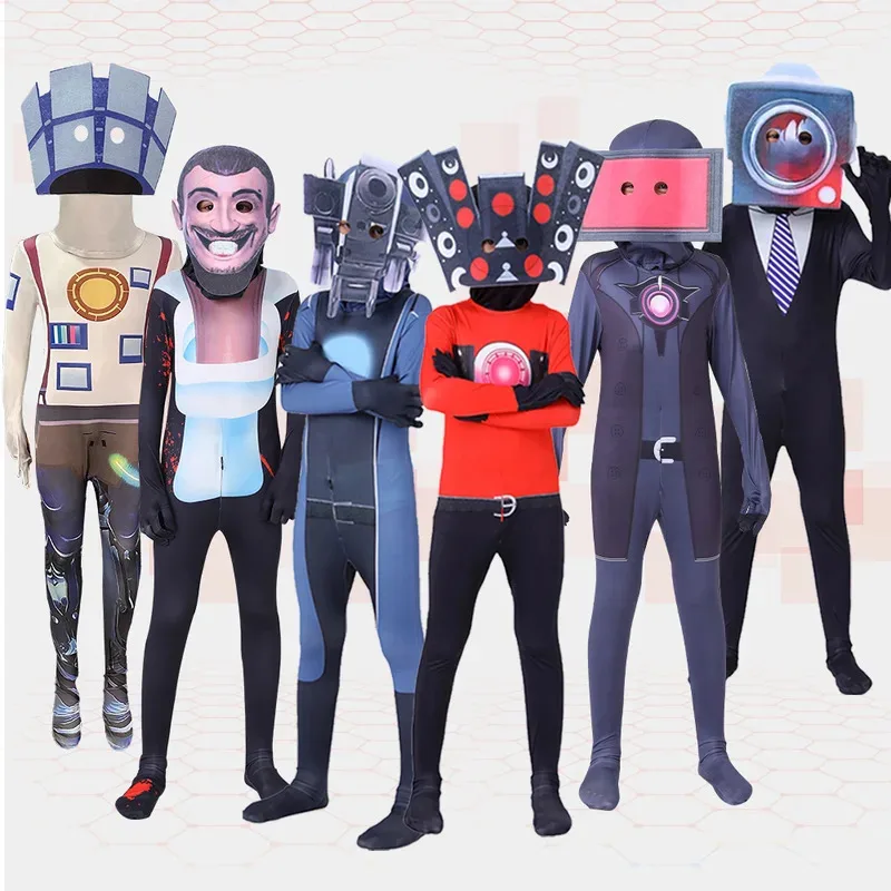 

Game Skibidi Toliet Cameraman Camera Speaker TV Toilet Man Jumpsuit Children Adult Headgear Jumpsuit Halloween Costume