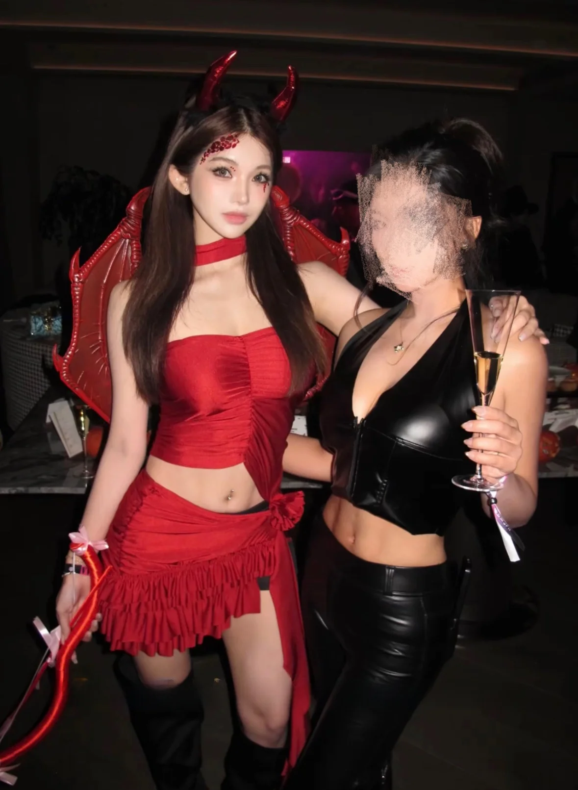 

Sexy Crop Top High Waist Split Floral Halter Half Skirt Set Short Red Cosplay Halloween High Waist Floral Print Skirt Set