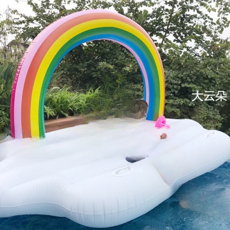 

New inflatable clouds rainbow floating Upright swimming ring inflatable bed super swimming ring