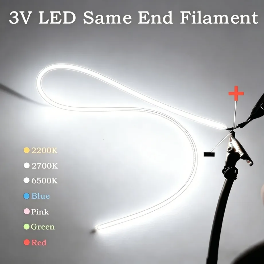 300mm LED Same End Filament 3V Ultra Slim Flexible Strip Retro Edison Bulb Filament DIY Diode Parts for DIY Lamp Bulb Making