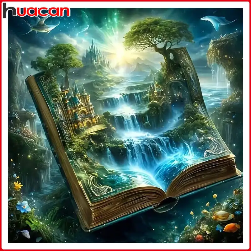 Huacan DIY Diamond Painting Kit Fantastic Magic Book Scenery Diamond Mosaic Art New Collection 2025 Home Decor Gift