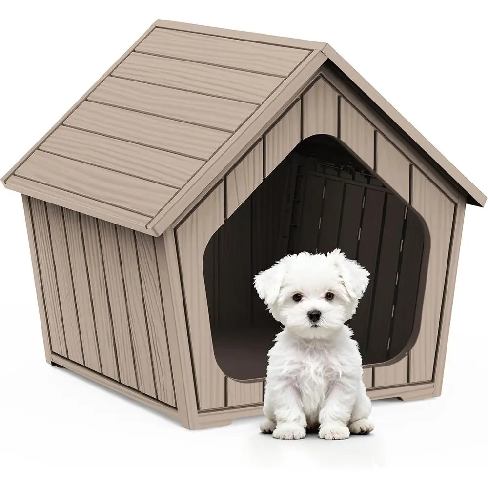 

Indoor/Outdoor Dog Kennel with Waterproof Cover, Easy Setup, Ventilated, Elevated Floor (Grey, 23.4x22.6x22.8in)