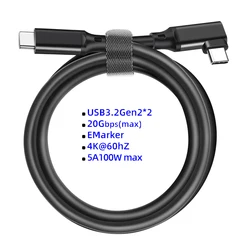 USB 3.2 Gen 2 100W VR Headset Cable 90 Degree Angle USB Type C to C Super Speed Data Transfer Charging Cord Cable