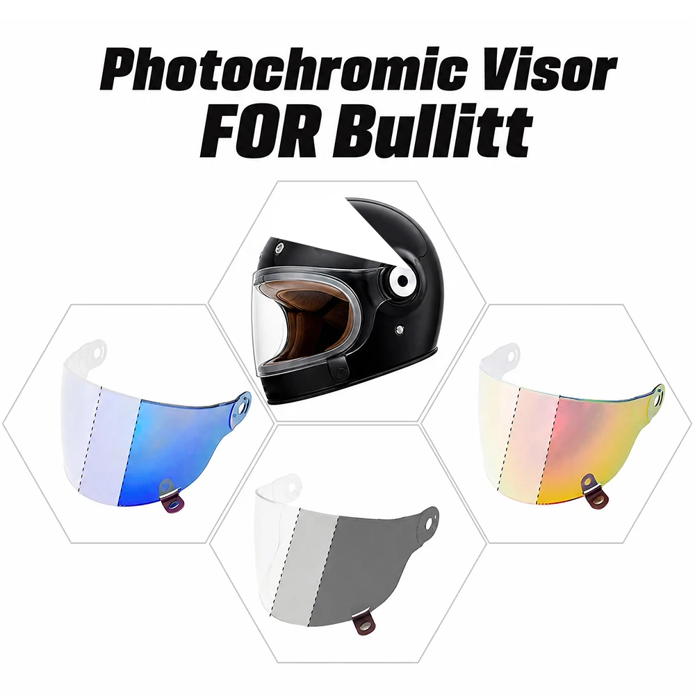 Photochromic Blue & Red Visor For Bell Bullitt Helmet Lens