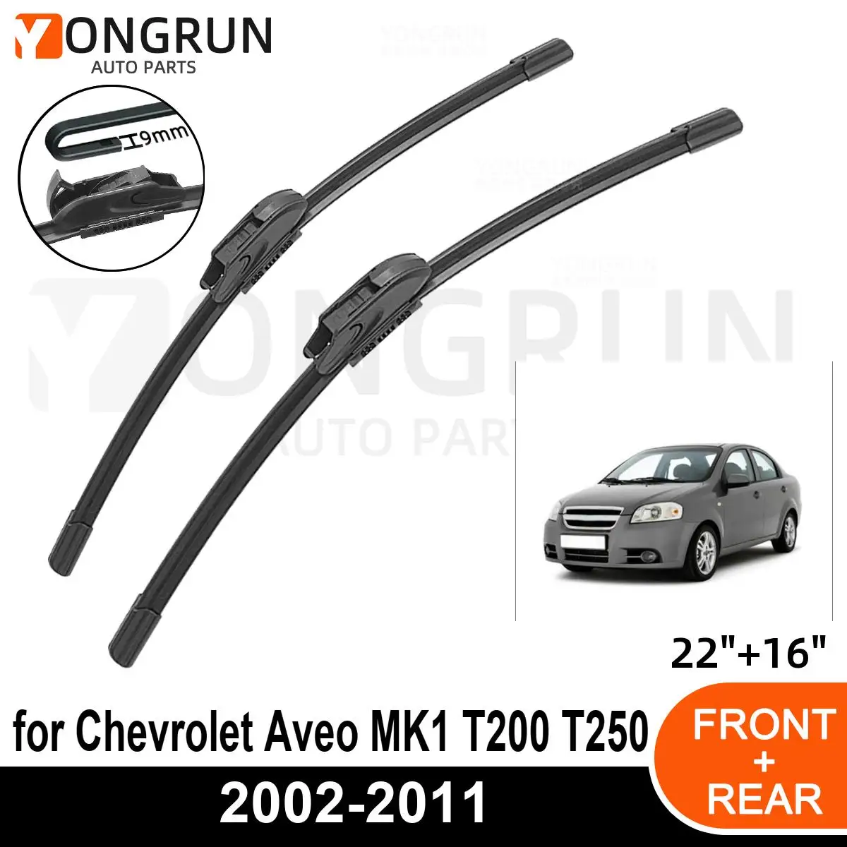 Стеклоочистители передние Автомобильные для Chevrolet Aveo MK1 T200 T250 2002-2011, резиновые щетки стеклоочистителя 22 + 16 дюймов, лобовое стекло автомобиля