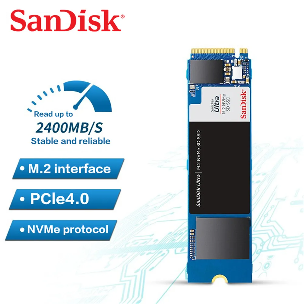 Imagem -04 - Sandisk-disco de Estado Sólido Interno Disco Rígido para Laptop e Desktop 100 Original Ultra M.2 Nvme 3d Ssd 500gb 1tb 2tb m2 2280 Ssd