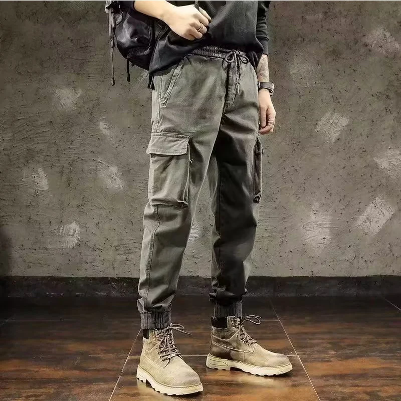 Men Cargo Pants Male Vintage Multi Pocket Loose Fit American Style Casual Cloth Pants High Street Outdoor Resistant Work Pants