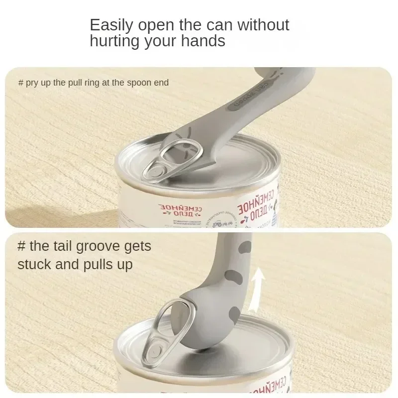 Pet Spoon Lid Multifunctional Can Opener Capping Wet Food Mixing Spoon Silicone Cat Dog Can Sealing Cover Food Storage