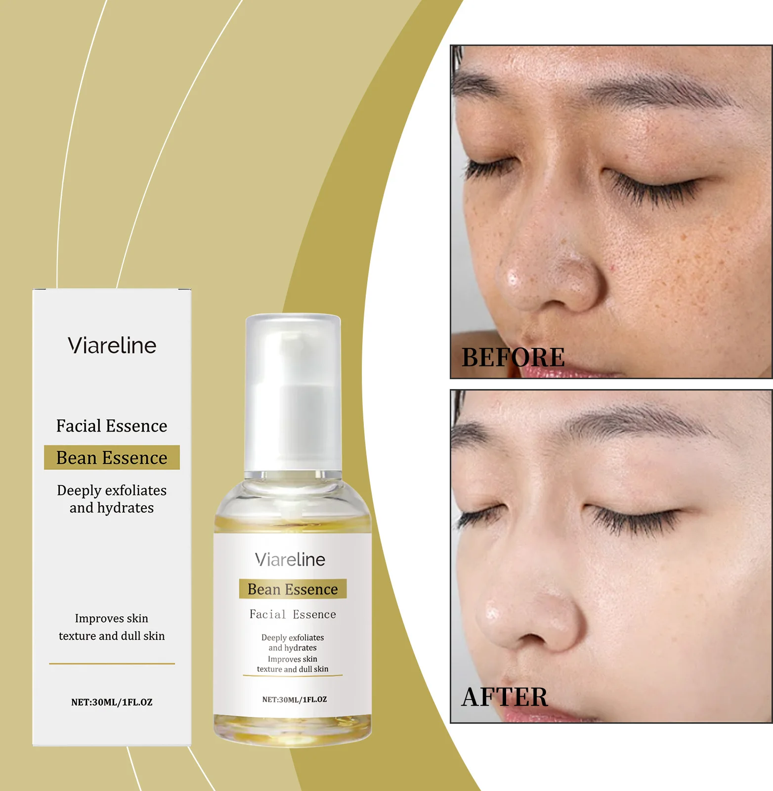 Suero de leche de soja suave: suero regordete de belleza limpia con ácido hialurónico y vitamina C, brillo vegano para pieles sensibles