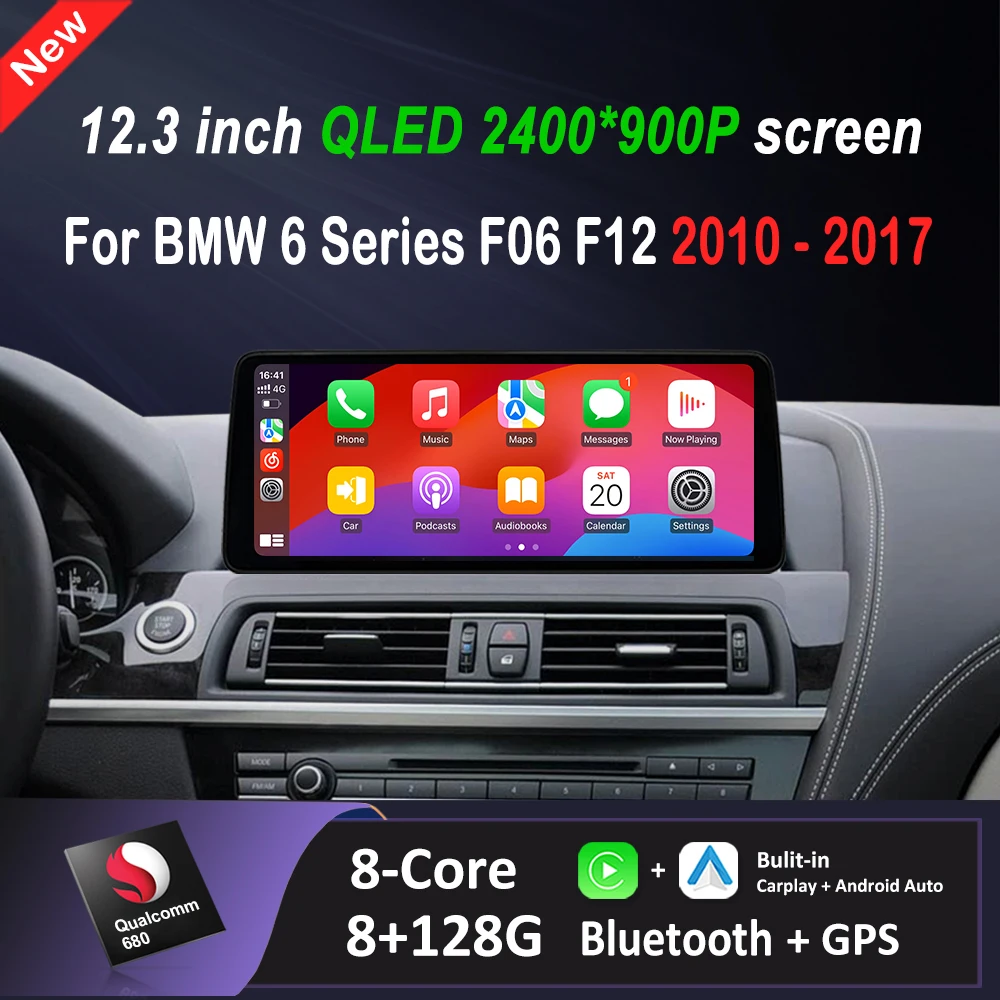 Car Radio Video Multimedia Player for BMW 6 Series F06 F12 2010 - 2016 2017 Android 15 QLED Screen 4G Wifi GPS Wireless Carplay