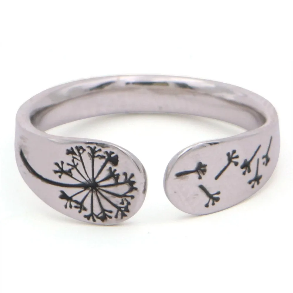 Steel Fun Jewelry New Fashionable Punk Unisex Simple Dandelion Ring 