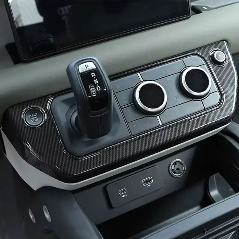 

Для Land Rover Defender 90 110 2020-2024: Накладка на панель управления центральным кондиционером, кнопки, рамка, ABS, карбоновое волокно