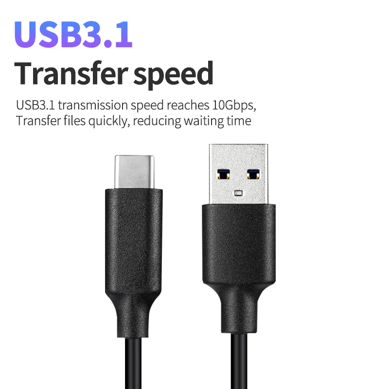 Type c Data Cable USB 3.1 Mobile Phone Fast Charging USB A To USB C Charger Cord Black Wire 0.15m 0.2m 0.3m 0.5m 1m 1.5m 2m 3m