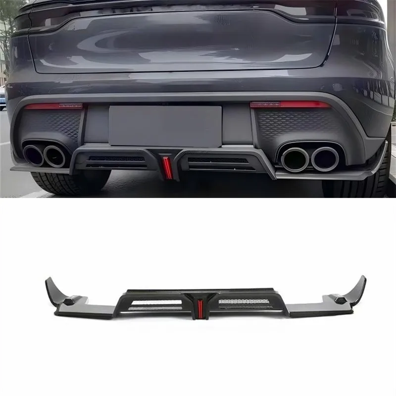 

For Porsche Macan 2023+ Real Dry Carbon Fiber Car Rear Bumper Lip Diffuser Splitters Spoiler Back Car Accessories Body Kit
