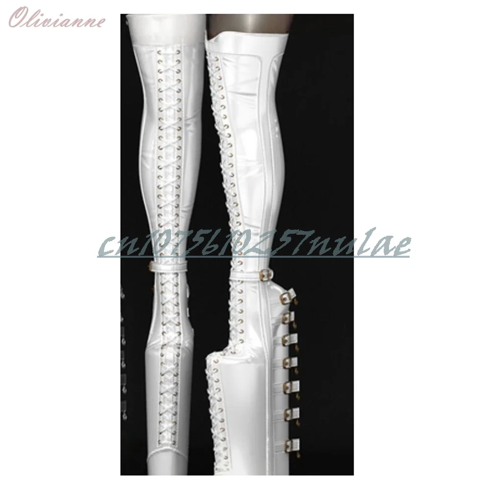 Wedges High Heel Buckle Belts Over the Knee Boots Cross Tied Cospaly Stage Sexy Fashion 2025 Hot Girl Women Shoes Para Mujere