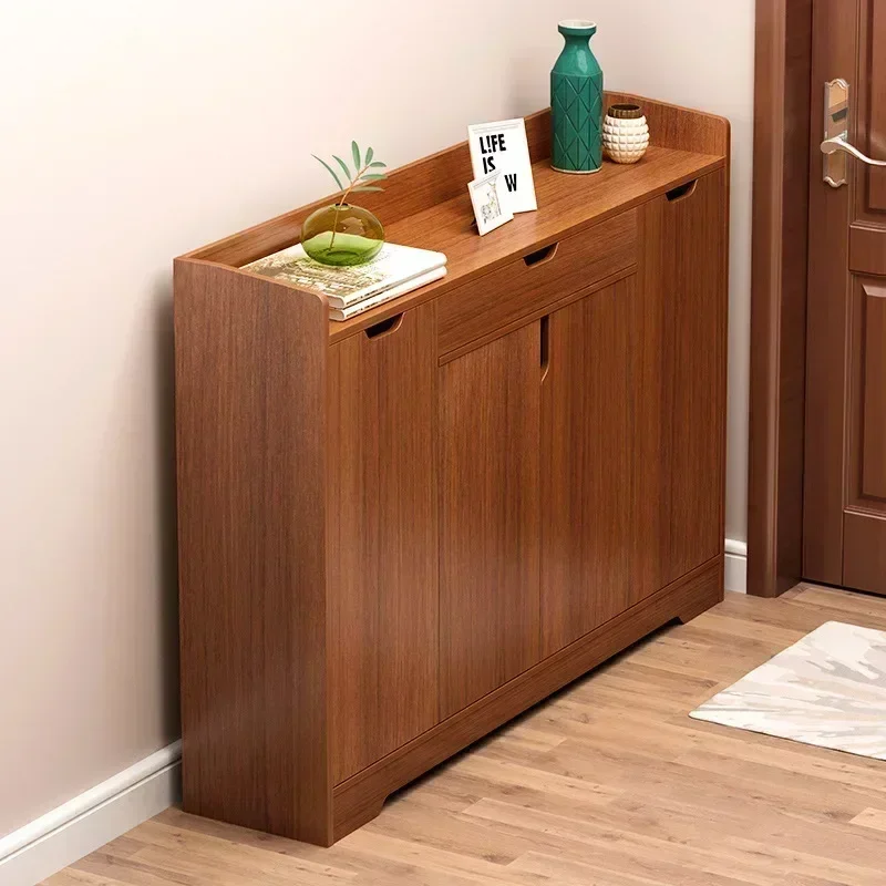 Burlywood Shoe Cabinet Household Entrance Corridor Outdoor Household Storage Economical Small Apartment