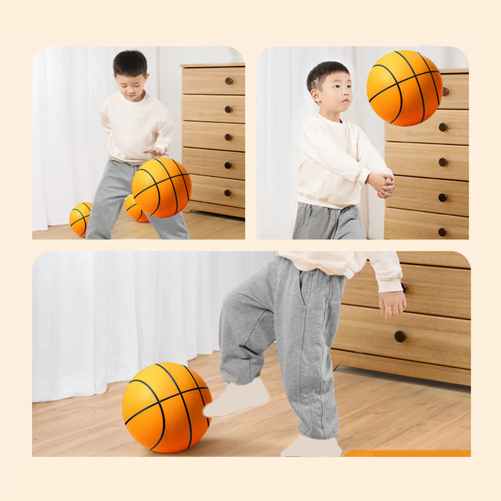 Silent High Density Foam Sports Ball Indoor Mute Basketball Soft Elastic Ball Children Sports Toy Games Educational Patting Ball