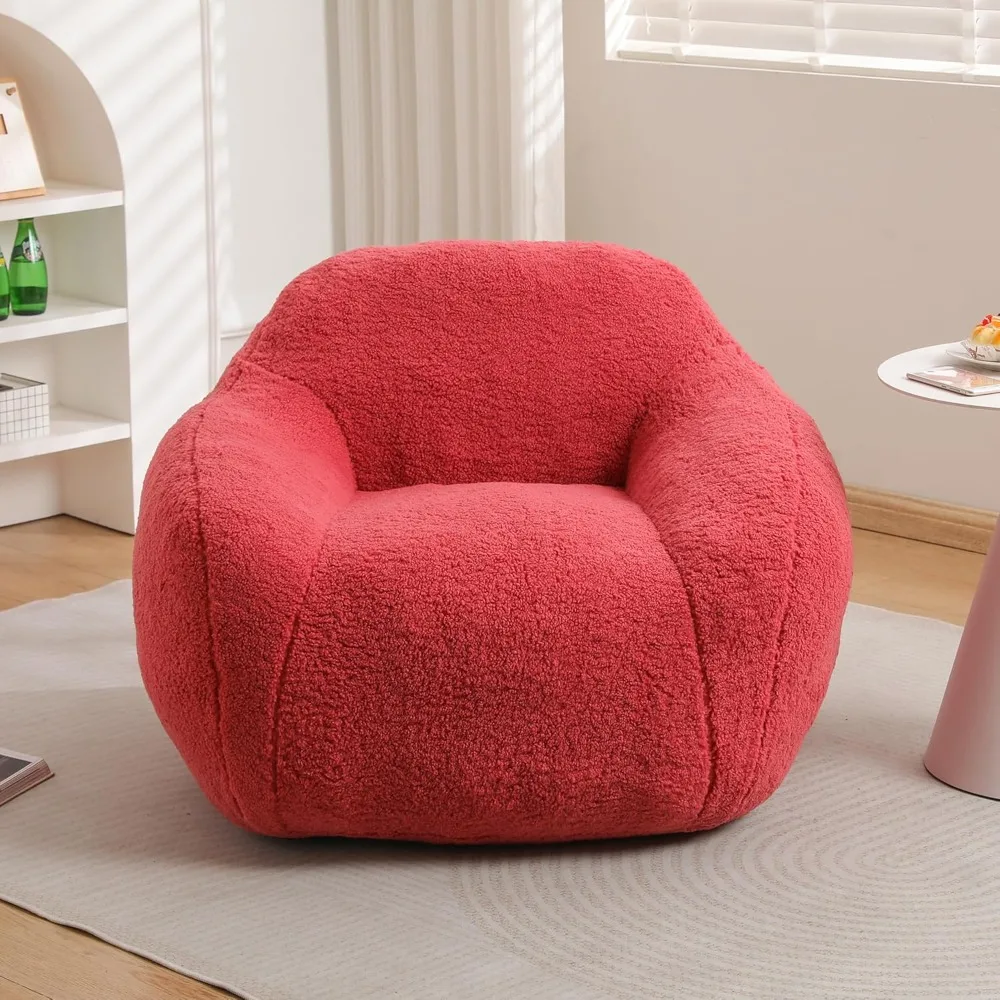 

3.3' Fluffy Bean Bag Chair for Adults & Teens - Easy-Clean Teddy Fabric with Memory Foam, Spacious Lounger for Living Room & Bed