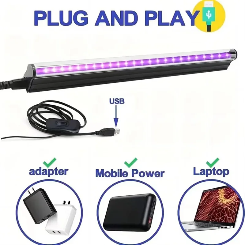 A76K T5 Tubo 380-400Nm Luce LED Lampada UV 5V Spina USB LED ultravioletti Stage Blacklight UV Parti della lampada LED