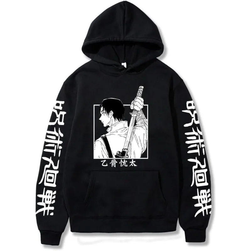 Okkotsu Yuta Sudadera estampada Unisex Otoño Invierno Sudadera con capucha suéter Y2K ropa Vintage moda hombres mujeres jersey de manga larga