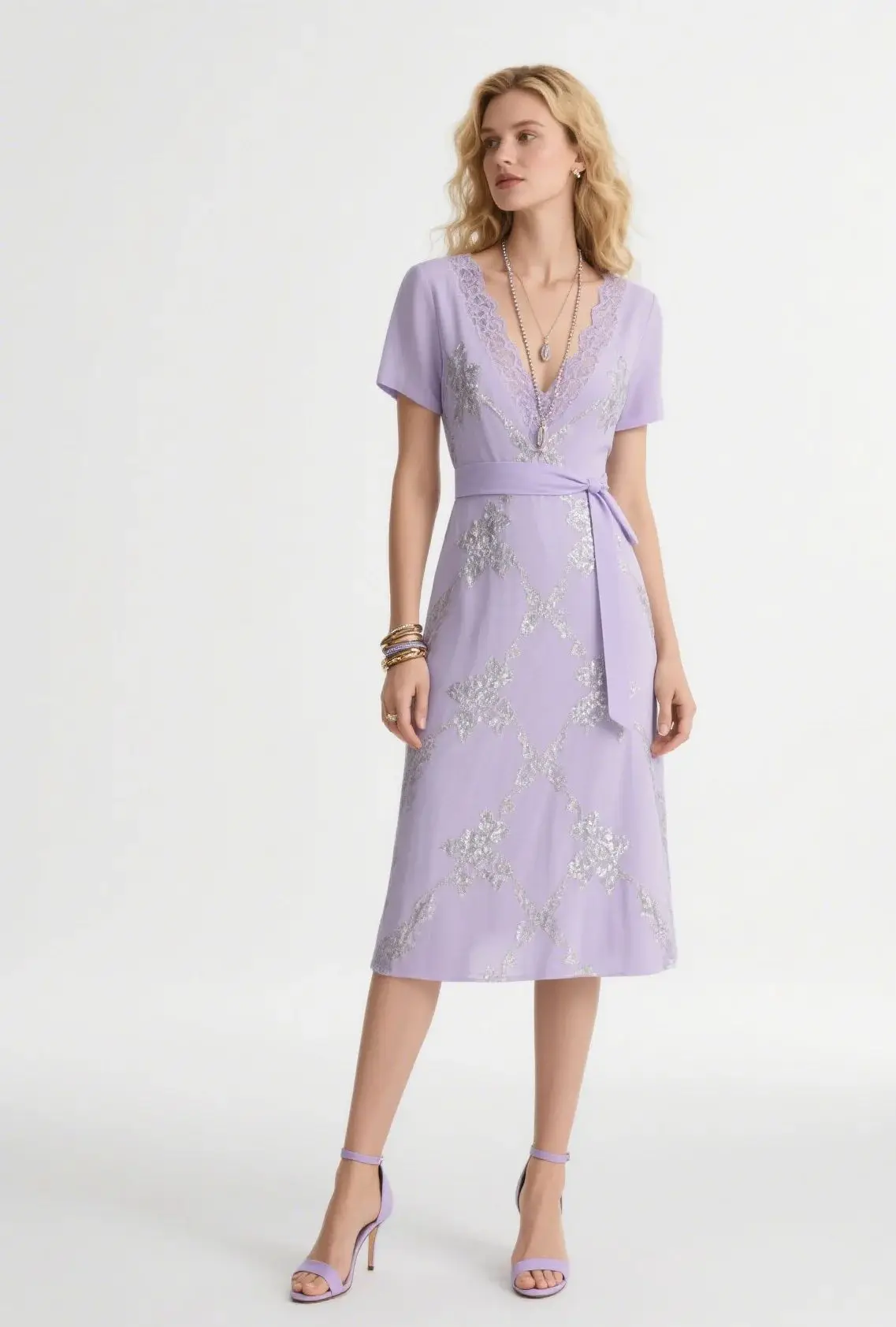 

Elegant A-Line Prom Evening Dress Tea Length V Neck Short Sleeves Sequin Sash Chiffon Wedding Guest Dress 2025 Free Customized