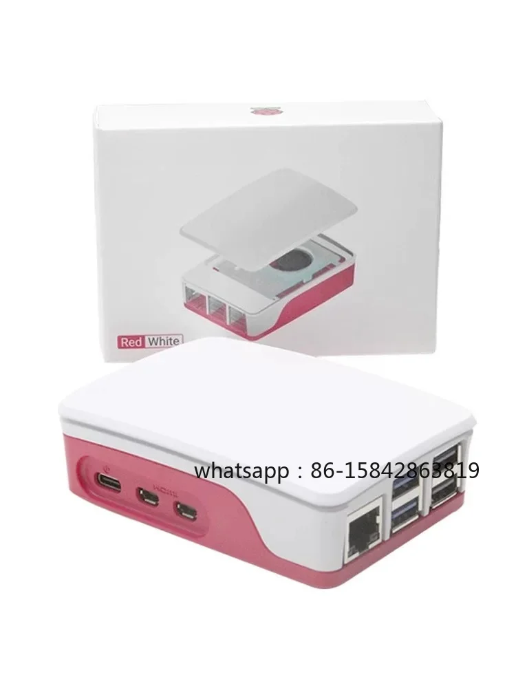 Pi5 Red and White Shell Raspberry PiCase Is Compatible with Official Original Imports with Small Fan