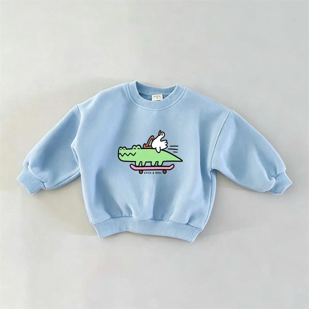 Baby Clothes Printing Tops Spring Autumn Wear Crewneck Pullovers Fashion Casual Sweatshirt Toddler Simple All-match Hoodies
