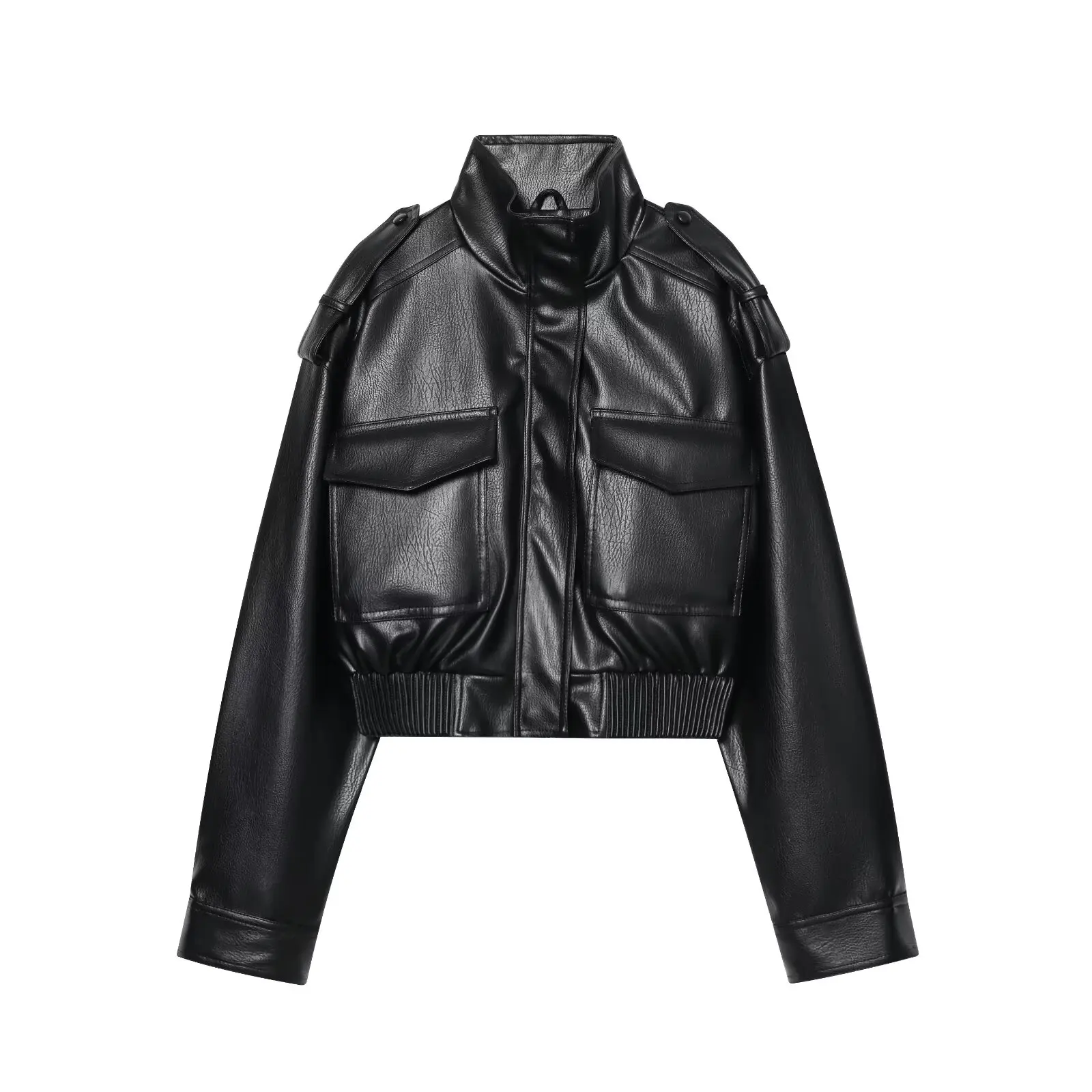 Faionable PU Leather Jaet Or Capispalla da donna Versatile Sle Autunno Nuovo arrivo Calda fibra di poliestere Cerniera lunga Sve