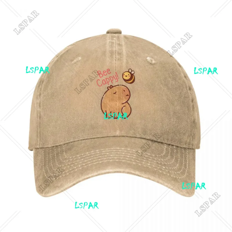 Bee And Capybara Men Women Baseball Cap Bee Cappy Distressed Cotton Caps Hat Vintage Outdoor Summer Sun Cap