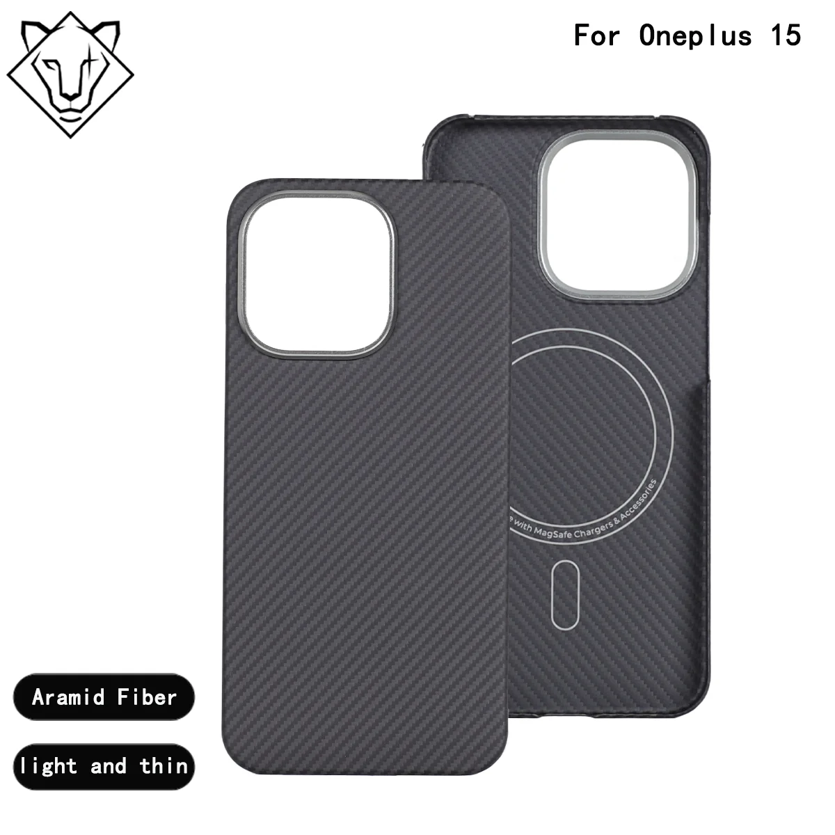 LYRVO For One Plus 15T Aramid Carbon Fiber Case Magnetic Magsafe 15 Charge Cover Ultra-thin Metal Lens Phone Bumper
