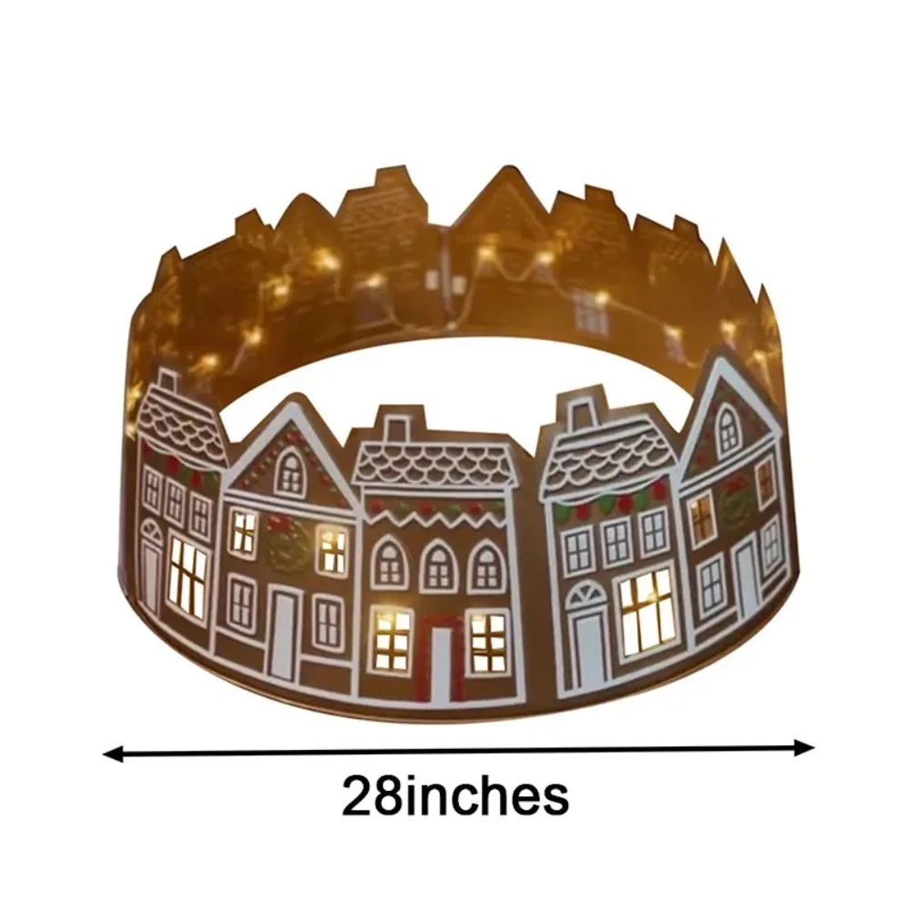 

LED Gingerbread Christmas Tree Collar Luminous Christmas Tree Cover Skirt Reusable PVC Xmas Tree Base Decorative