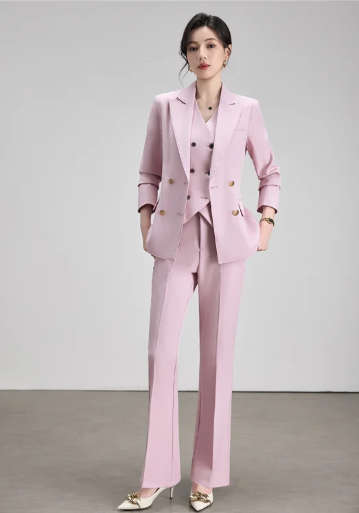 Women's trouser suit with fashionable minimalist design fabric for business occasions