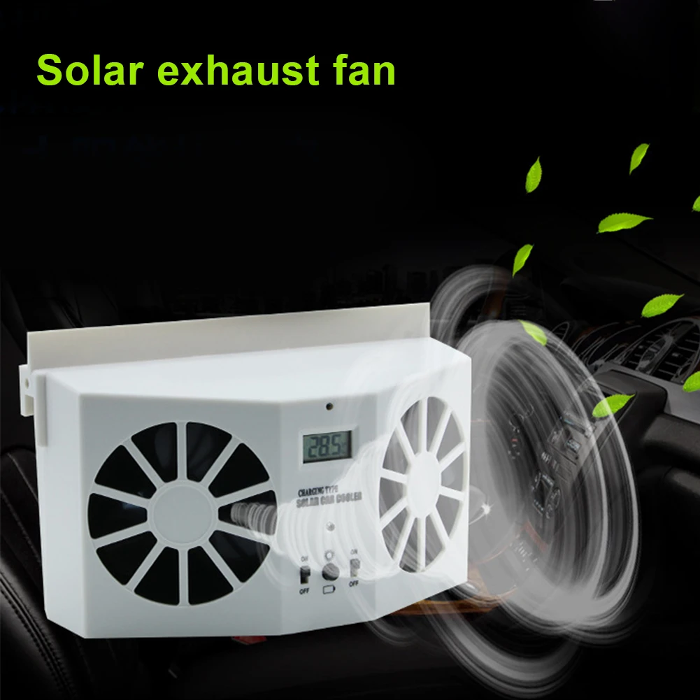 Solar Power Car Fan 3-Fan Car Exhaust Fan Air Purifier Car Radiator Fan Front/Rear Window Air Vent with Rechargeable Battery