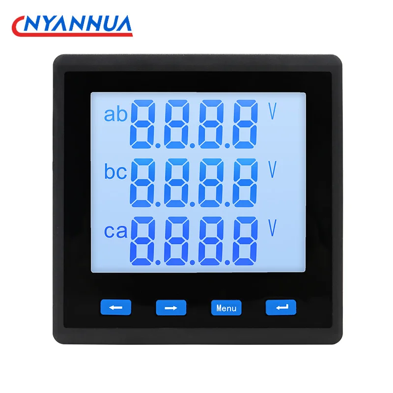 Digital Multi-Function LCD AC Current Panel Meter Ammeter Voltmeter 400V 3 Phase Power Meter RS485 5A With CT