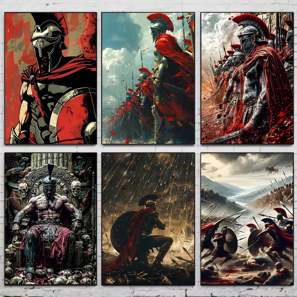 1pc Frameless Retro 300 Spartans Warrior Last Spartan Poster HD art wall waterproof home living room bedroom bar aesthetic decor