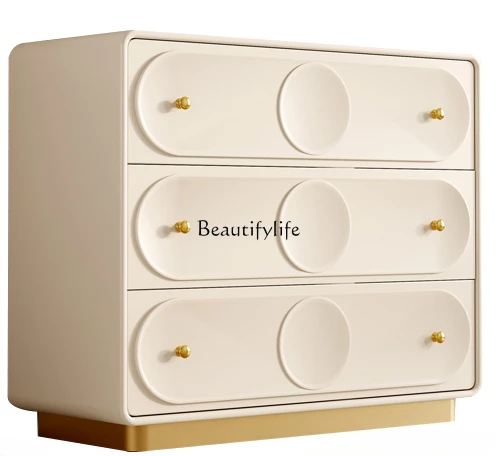 

LD6French Cream Style Bedroom Storage Solid Wood Chest of Drawers Entrance Cabinet Living Room Storage Corner Cabinet