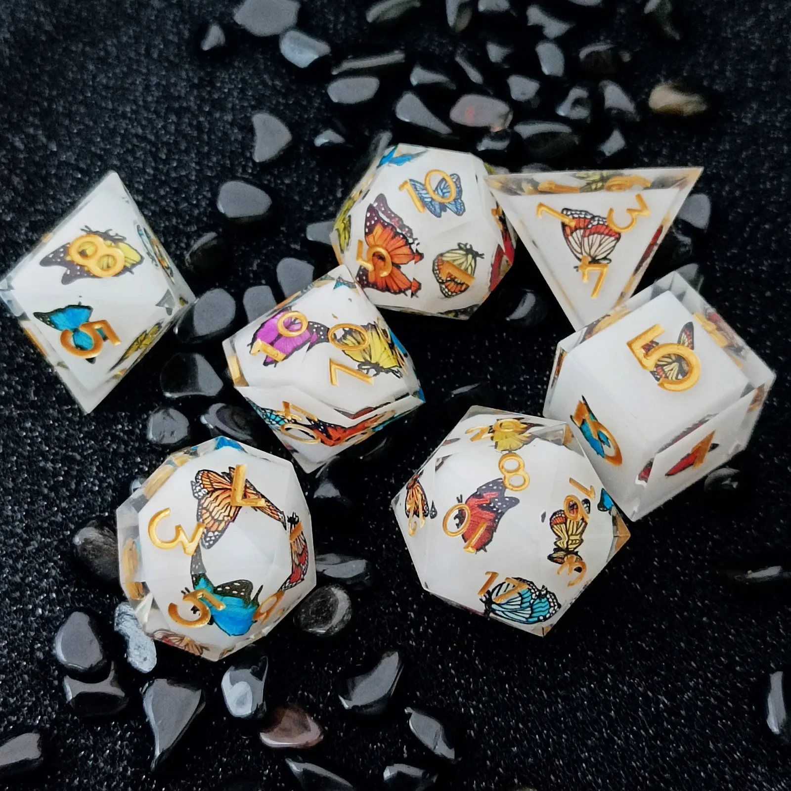 

Resin Butterfly Dices Decal Multi-Faceted Transparent Dice CCO Cthulhu Roleplaying Game for Dungeons & Dragons DND Dice