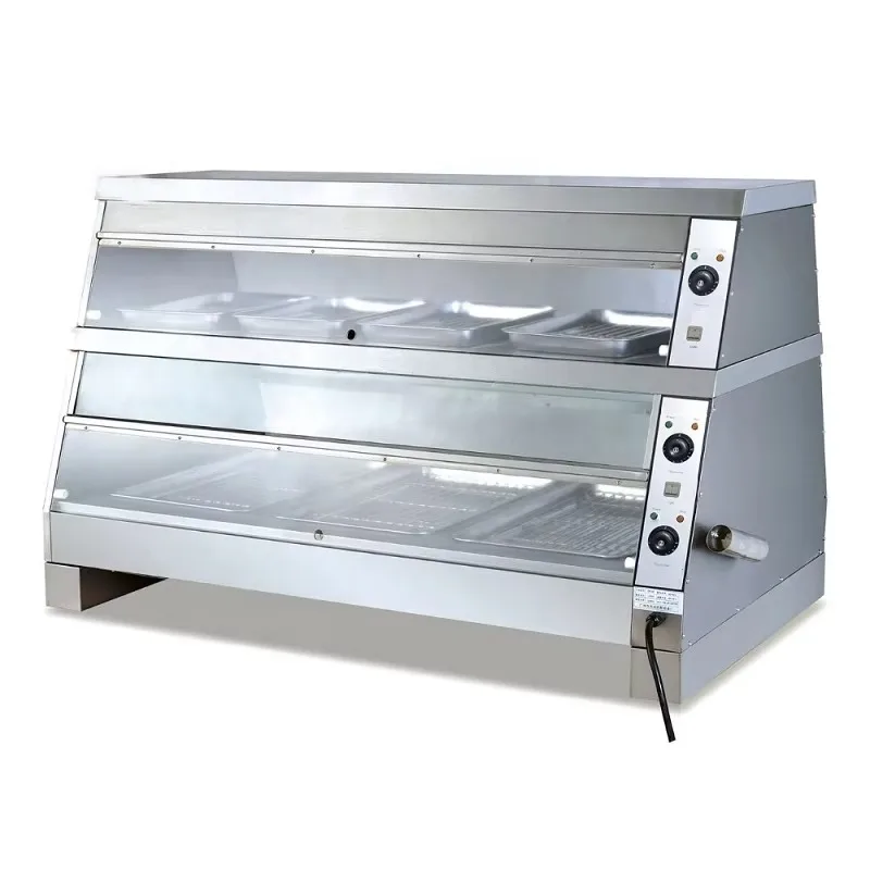 Electric Stainless Steel Food Warming Display Showcase/ High Efficiency Hot Pizza Food Warmer Showcase