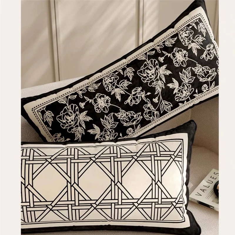 Flora Pillow Black Velvet Cushion Case Modern Geometric 30x70CM Decorative Pillow Cover For Sofa Chair Home Decorations