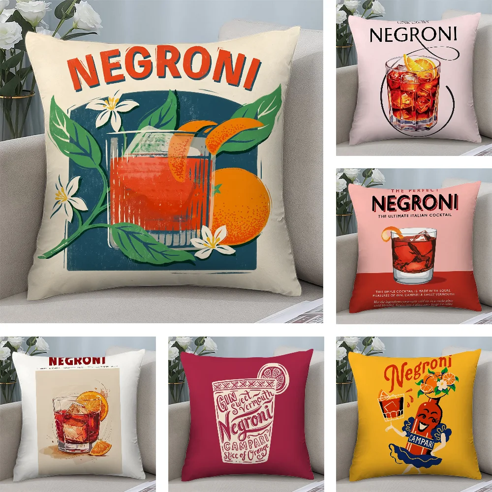 

Negroni Cocktail Pillow Case Short Plush Pillow Covers Sofa Decorative Gift Home Double-sided Printing Cushion Cover
